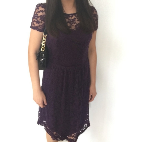 Lovely and Elegant Laced Purple Dress - Picture 1 of 6